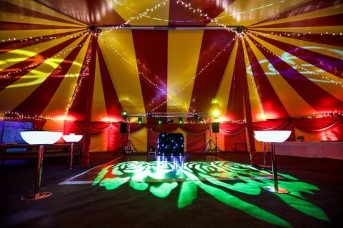 red and yellow party tent - Bigtopmania 
