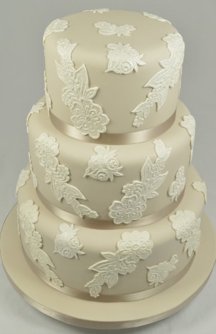 Three tier with lace detailing - Cakes of Good Taste