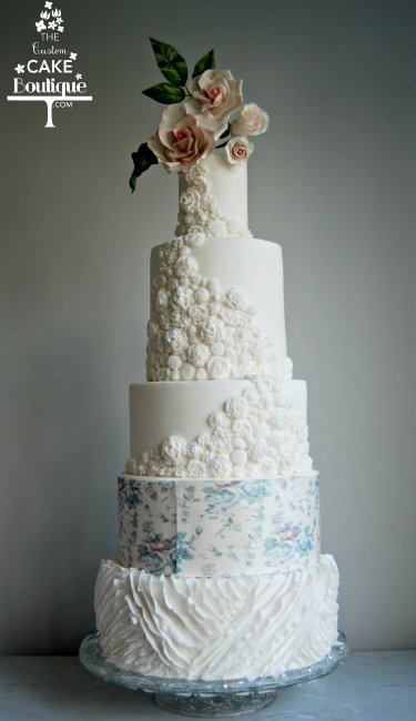 Ruffles & Print Wedding Cake - The Custom Cake Boutique