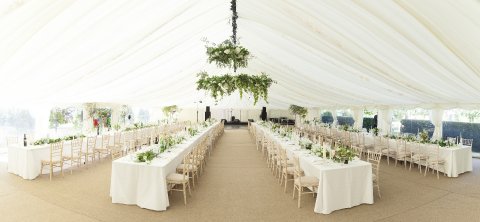 Frame Marquee wth Trestle Tables - Carron Marquees Ltd