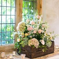 Arrangement in a vintage packing crate - Jo Parker Flowers