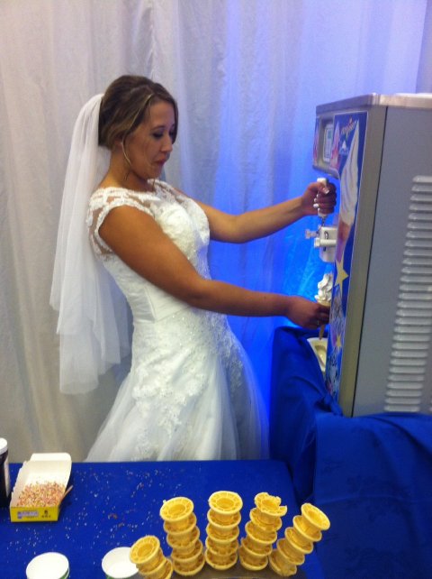 Bride enjoys soft serve - Candypop hire 