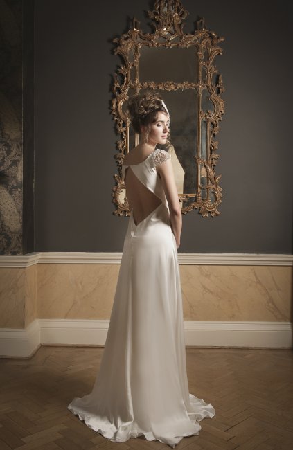 crepe back satin dress. With open back - Kate Edmondson Bridal Couture