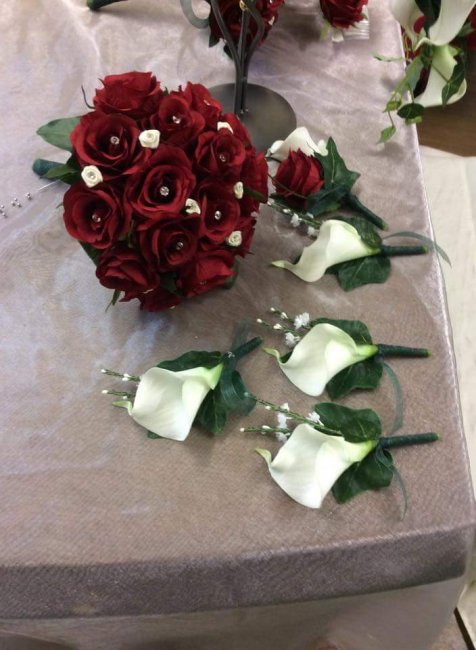 Dramatic red and white is always popular - Silk wedding flowers