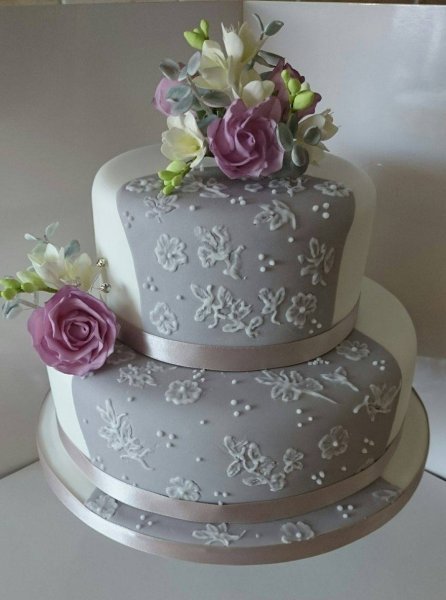fresia & Rose 2 Tiered Wedding Cake - Cakes Beautiful