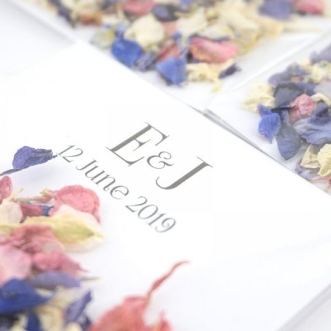 Personalised Delphinium & Wildflower Confetti Envelopes - The Dried Petal Company