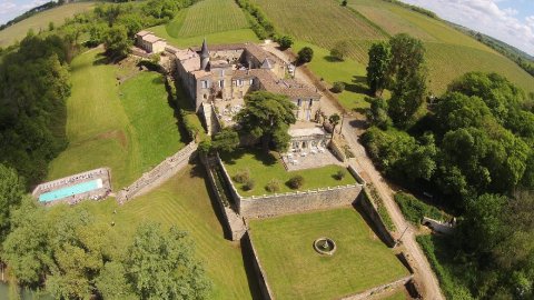 drone picture of Lagorce - French Wedding Chateau 