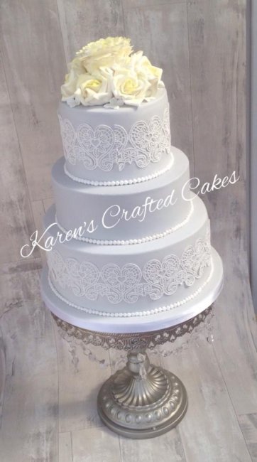 Peony lace cake - Karen's Crafted Cakes