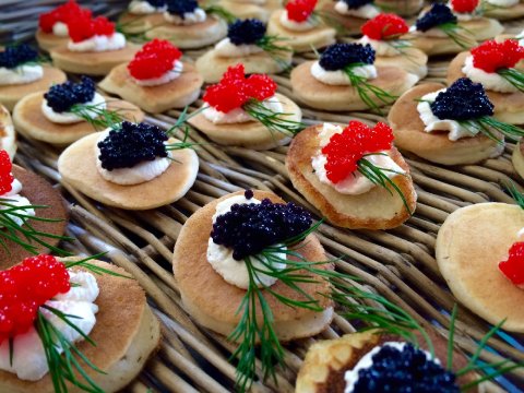 Blinis with Caviar & Cream Cheese - Cuisine Studio Catering