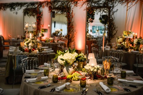 Sicilian wedding inside Surrey marquee - At home catering