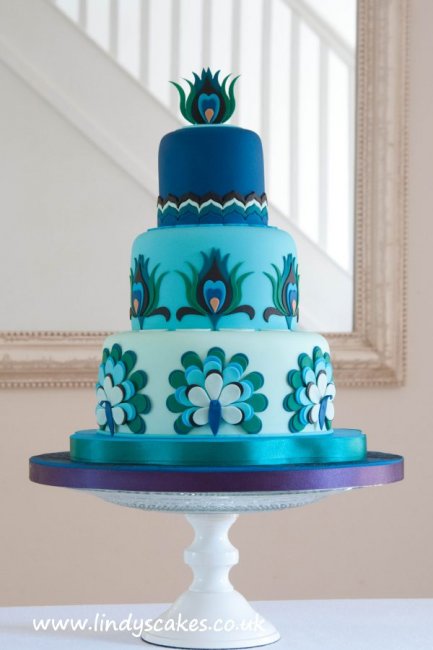 peacock wedding cake - Lindy's Cakes Ltd