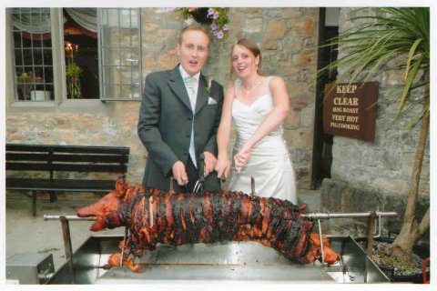 evening hog roast - Banwell Castle Gatehouse Weddings 