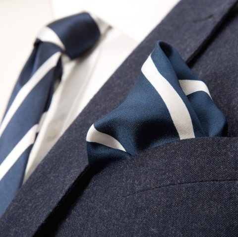 Navy and white pocket square - Tied Together Ltd