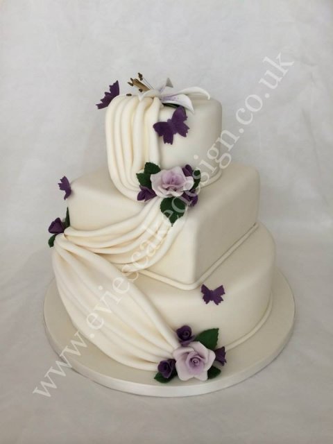 3 tier swag wedding cake - Evie's Cake Design
