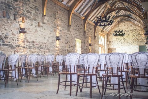 Lace chair cover, Healey Barn - THE ARTISAN WEDDING HOUSE