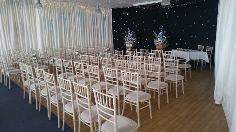Spinnakers set up for a wedding ceremony. - Weymouth and Portland National Sailing Academy