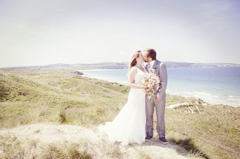 Bridal couple at Hayle Towans - Thomas Foreman Photography 