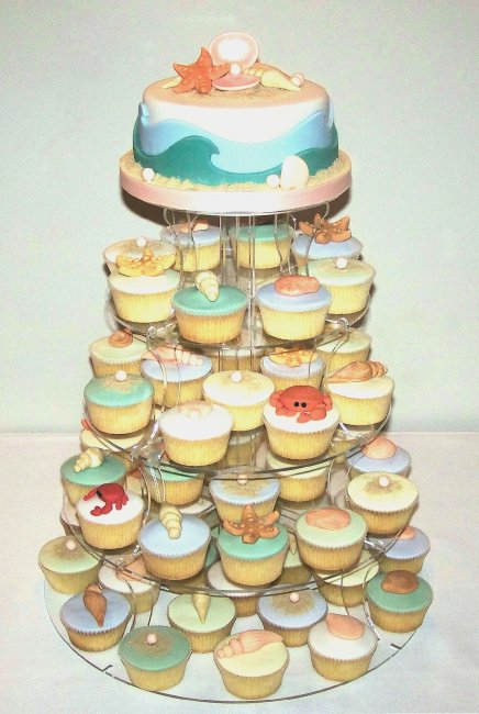 "She Sells Sea Shells" beach wedding cupcakes. For a wedding on the sea shore. - The Incredible Cake Company