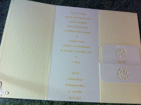 Interior of Rose & Pearl Wedding Invitation - Claire Blake Occasion Stationery