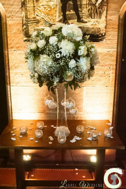 White tall vase arrangement - Laurel Weddings
