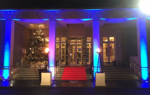 Gas flambeaux and red carpet at The Hurlingham Club - Mrs