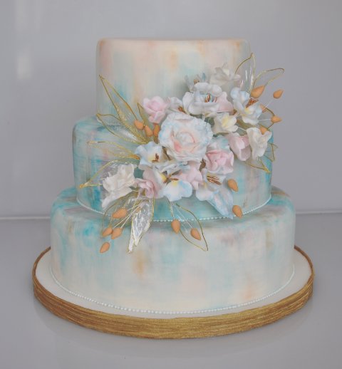 Spring Watercolour Wedding Cake - Cakephoria