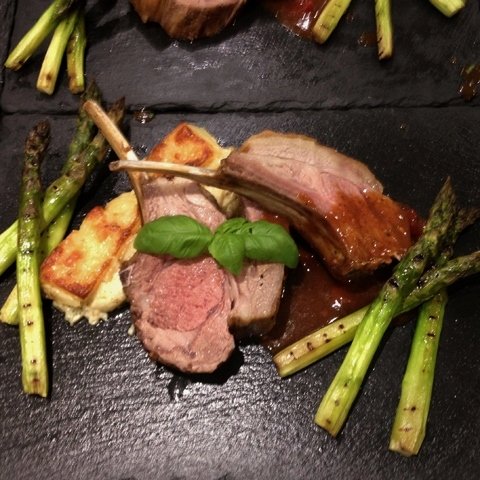 Roast Rack of Lamb with Dauphinoise and Grilled Asparagus - Benson's Catering Limited