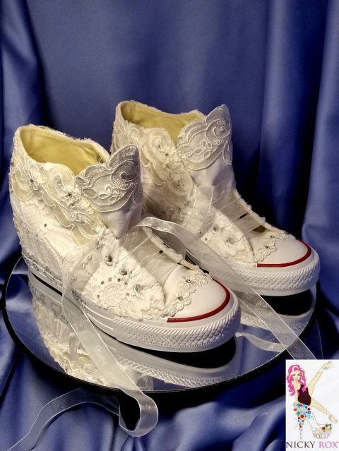 Converse trainers lace bridal shoes - Nicky Rox Designs
