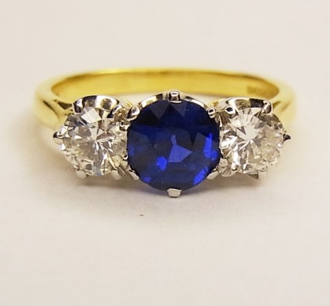 Sapphire & diamond ring-Millenium hall-mark £39505 - N.Bloom & Son