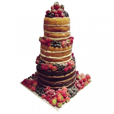 Naked Wedding Cake with Fresh Fruit - Cakes Individually Iced