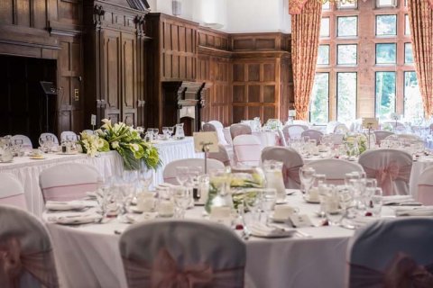 Wedding breakfast in Wilson Room at Marden Park, Surrey photo by Caterham Photography - Marden Park Mansion