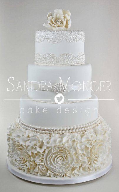 Sugar frills and pearls Wedding Cake - Sandra Monger Cake Design