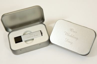 Engraved USB tin & stick - Warehouse Video Service