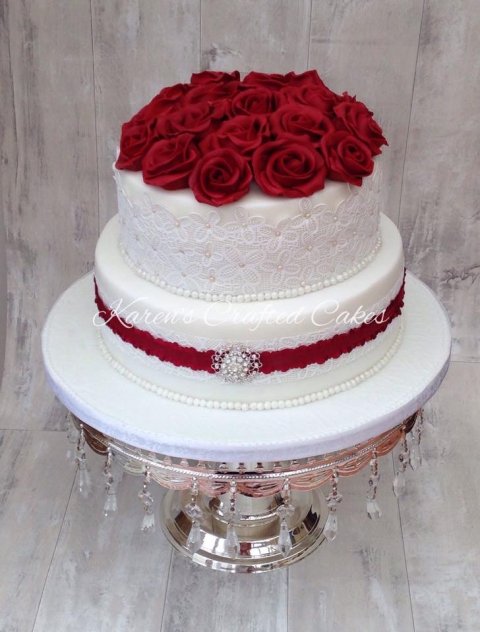 Ruby wedding cake - Karen's Crafted Cakes