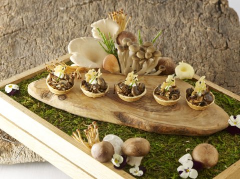 Warm wild mushroom and truffle oil tartlets - At home catering