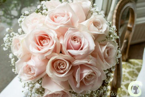 Pink rose and gypsophila bouquet - Laurel Weddings