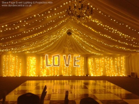 Fairy light backdrop hire at Kinnettles - Steve Page Lighting Hire