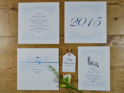 Blue Blossoms Wedding Stationery by On Cloud Nine - On Cloud Nine
