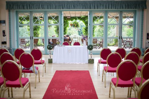 Indoor ceremony at the Sun Pavilion - Photo credit Paula Beaumont Photography http://www.paulabeaumontphotography.co.uk/index.html - The Sun Pavilion, Harrogate