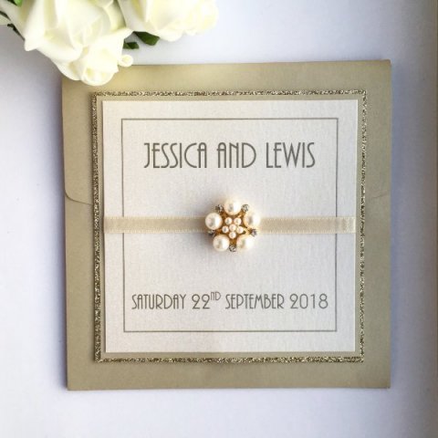 Champagne gold pocketfold wedding invitation - Tailor made Moments