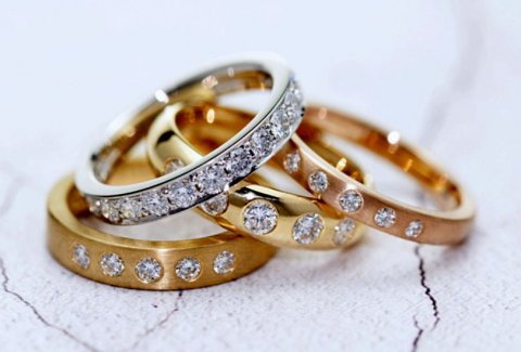 diamond-set wedding rings - Aurum designer-jewellers
