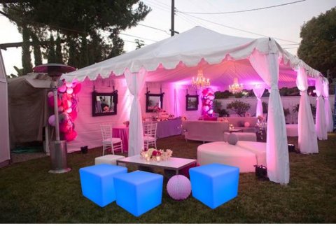 Outdoor Marquee event with LED Cubes - Glo Furniture