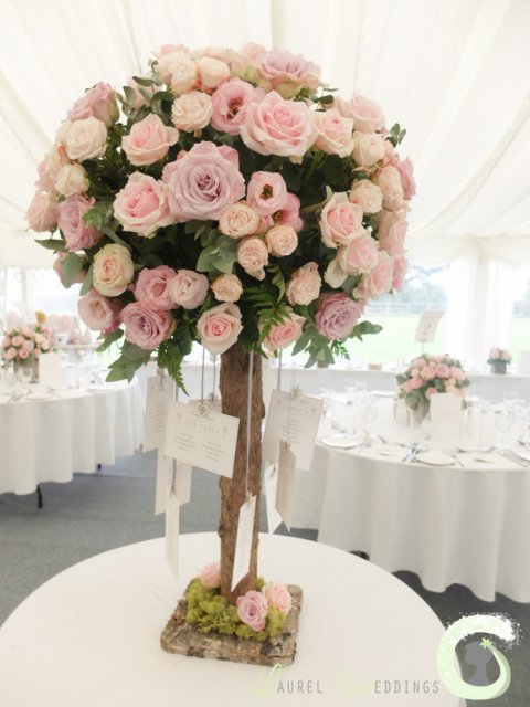 Pale pink rose table tree - Laurel Weddings