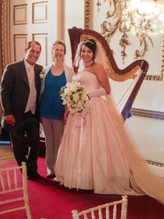 With the beautiful bride and groom - Meredith McCracken - Harpist