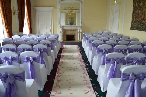 Sculptured chair covers and sash = available in a vast range of colours - Make Believe Events