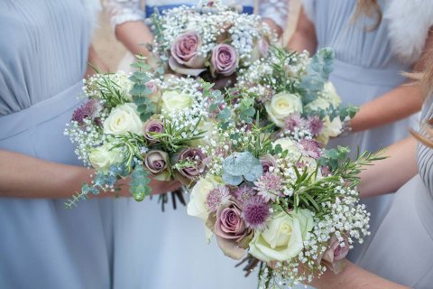Vintage winter bridesmaids bouquets - Cabbagewhite Flowers