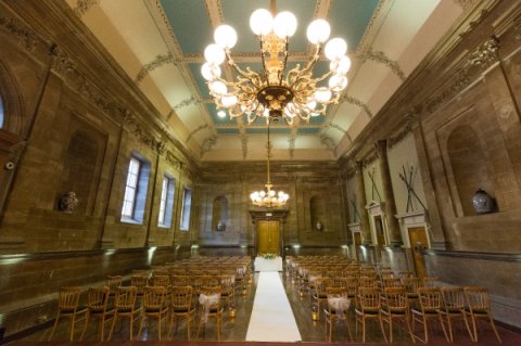The Great Hall set for a wedding ceremony - The Old Shire Hall
