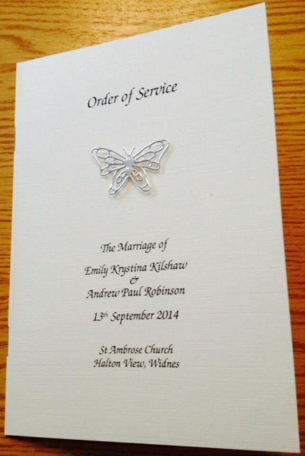 Butterfly Order of Service for Wedding - CAS Wedding Stationery