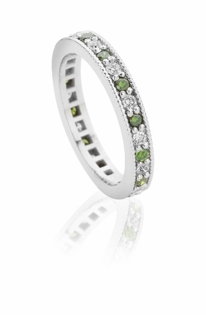 Platinum and white and green diamond wedding ring - Claire Troughton Fine Jewellery Design 