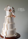 Lace, Copper and Blush Pink Roses Four Tier Wedding Cake by White Rose Cake Design, Cake Maker in Holmfirth, Huddersfield West Yorkshire.jpg